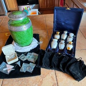 Green and Silver Decorative Urn Bundle